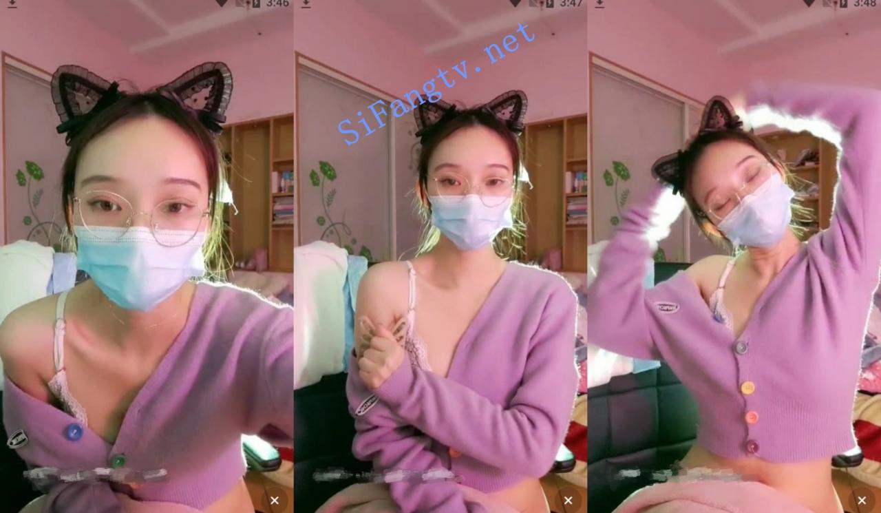 可爱美少女! 直播间坏人多 猫耳朵眼镜学生妹屁股柔软 图 01